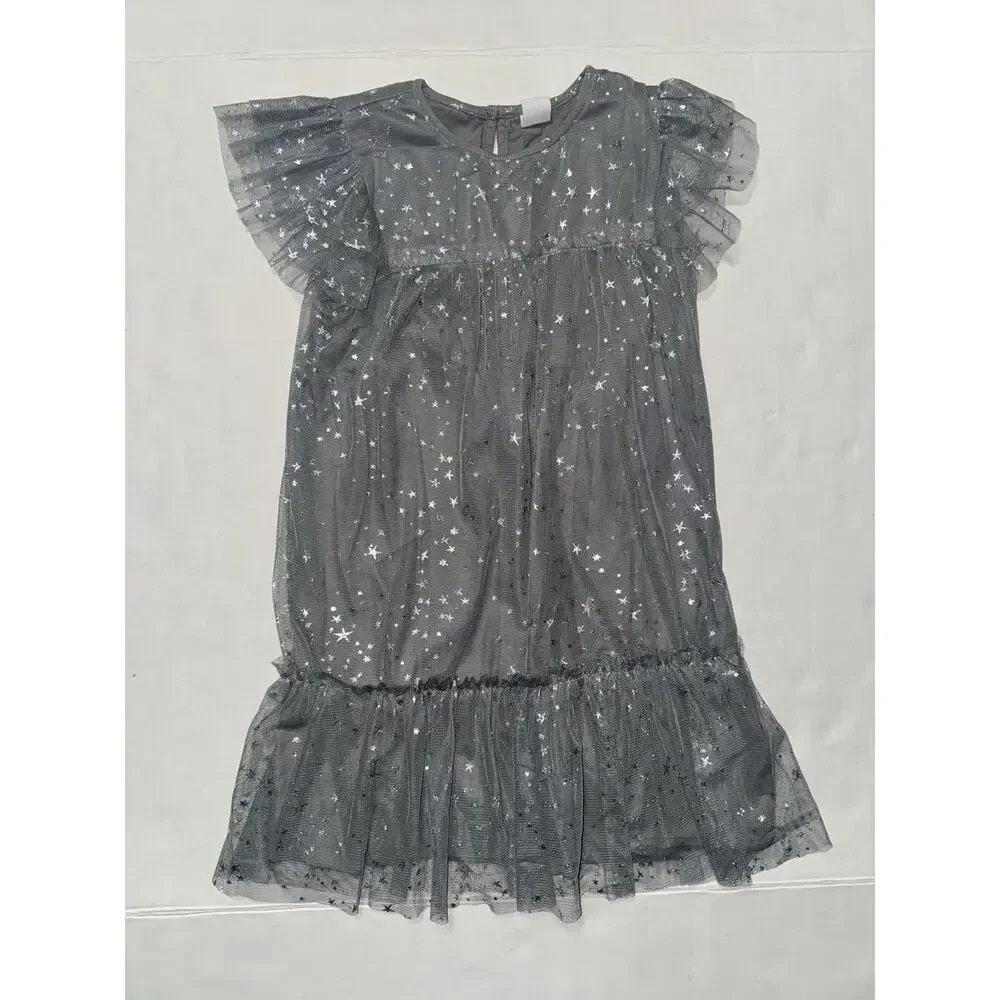 Baby Gap‎ Girls 5 Dress Tulle Ruffle Sleeve Metallic Stars Party Causal
